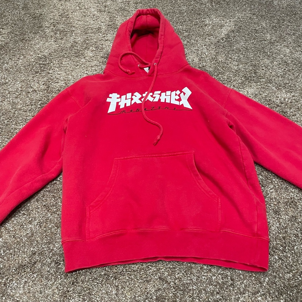 Thrasher Red Hoodie with Iconic Logo